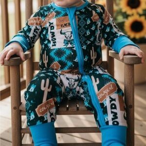 Cowboy Print Kids One Piece